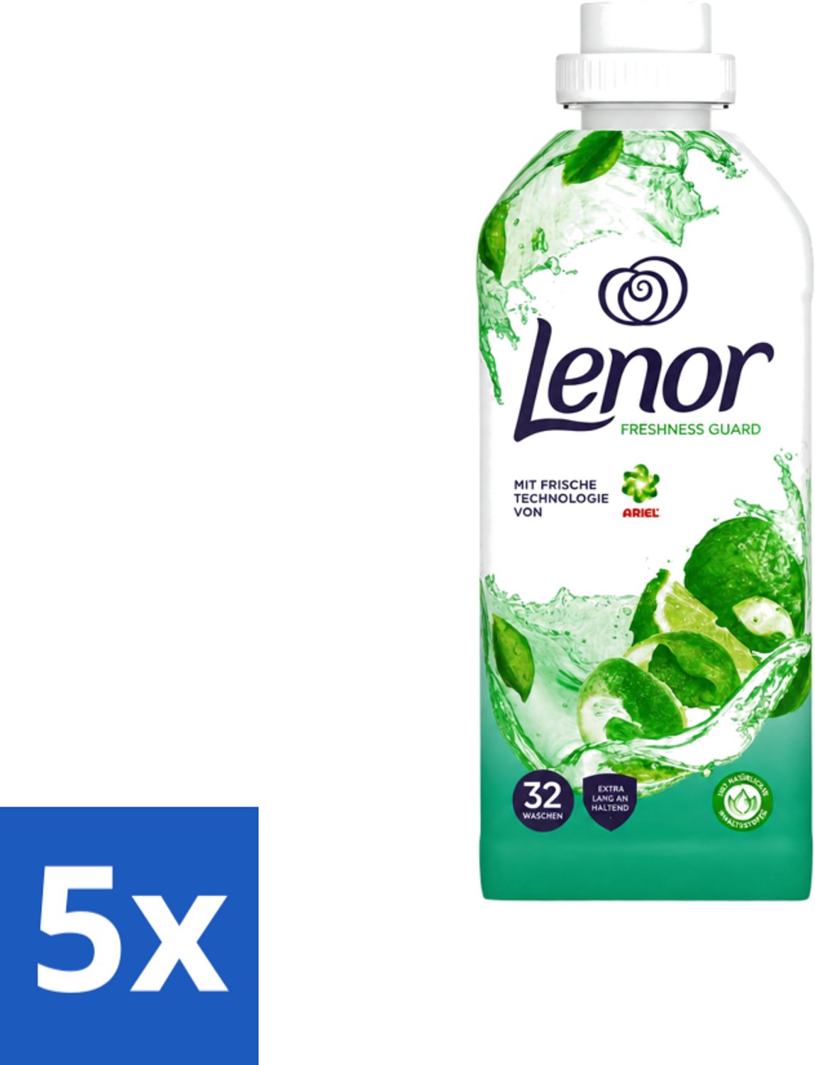 5 x Lenor – Wasverzachter – Freshness Guard – 32 Wasbeurten – 800 ml - Voordeelverpakking - 5 stuks