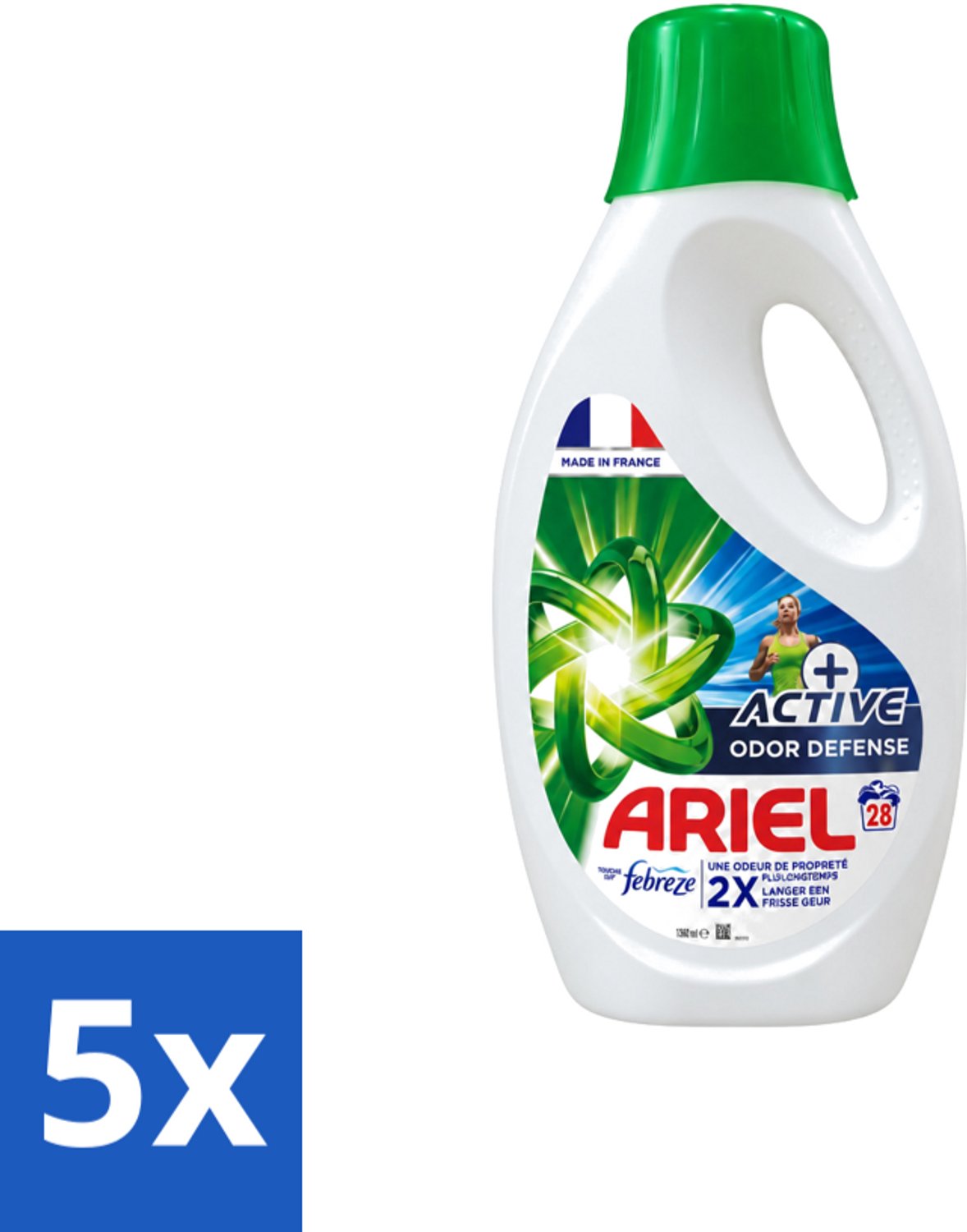 5 x Ariel – Vloeibaar Wasmiddel – Active Odor Defense – 1,26 L – 28 wasbeurten - Voordeelverpakking - 5 stuks