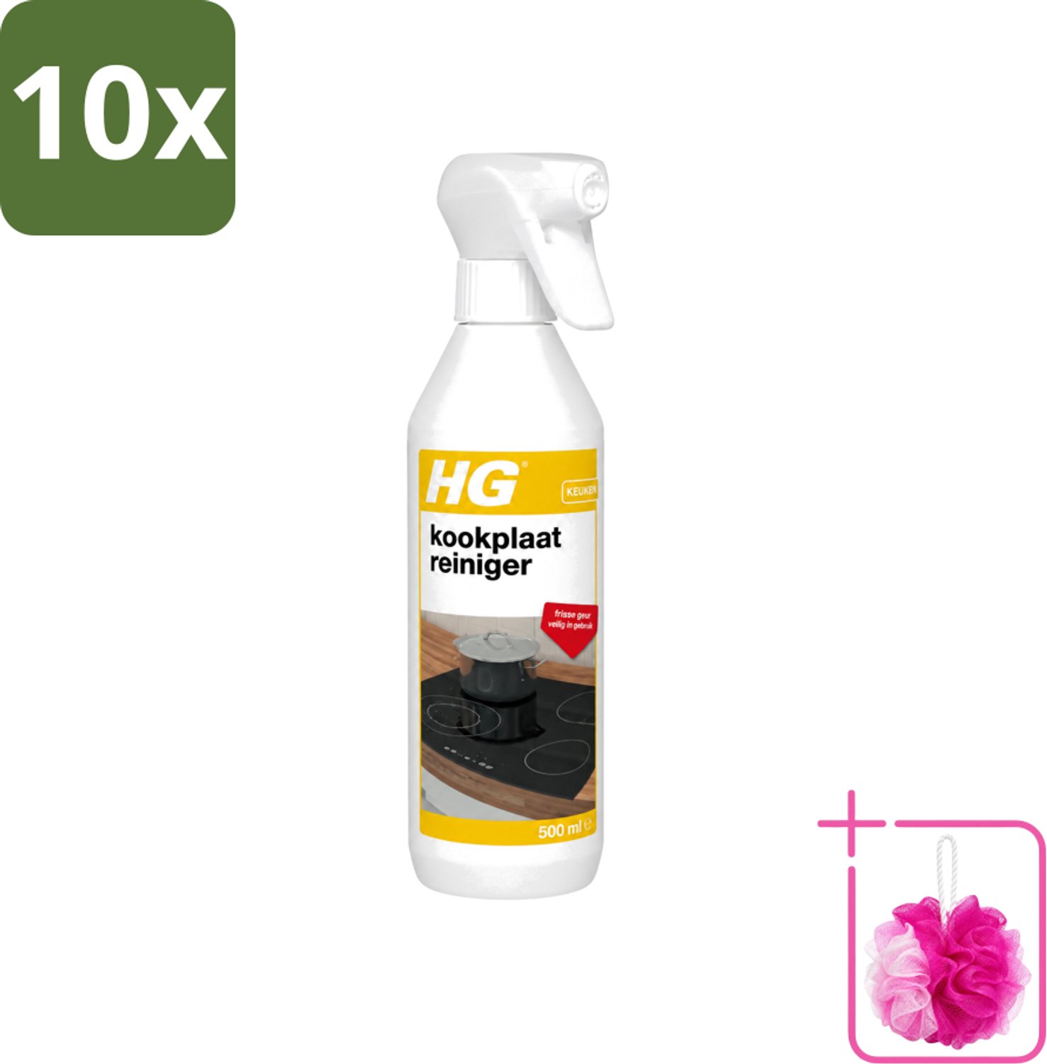 10 x HG - Kookplaatreiniger Spray - Frisse Geur - Veilig in Gebruik - 500 ml - Bulkverpakking - Kookplaat reinigen - Douchemop - Inductieplaat reinigen