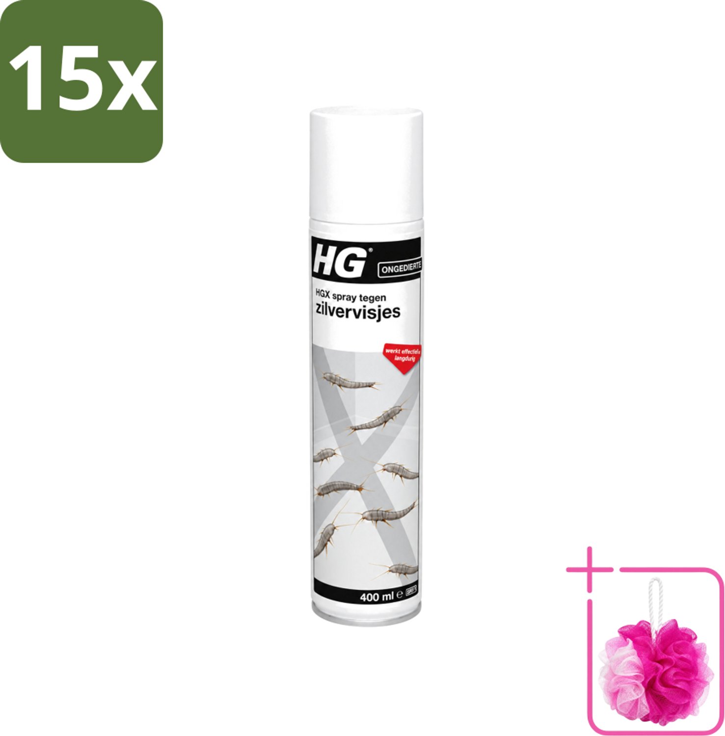 15 x HG X - Spray tegen Zilvervisjes - Langdurige Bescherming - 400 ml - Bulkverpakking - Zilvervisjes bestrijding - Douchemop - Zilvervisjes in huis