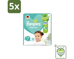 5 x Pampers – Luiers – Active Baby Dry Maat 7 – 30 Luiers - Grootverpakking - Vaatwasstrips - Luiers Voor Baby - Droge Luiers - Comfortabele Luiers - Langdurige Droogheid - Huidbescherming