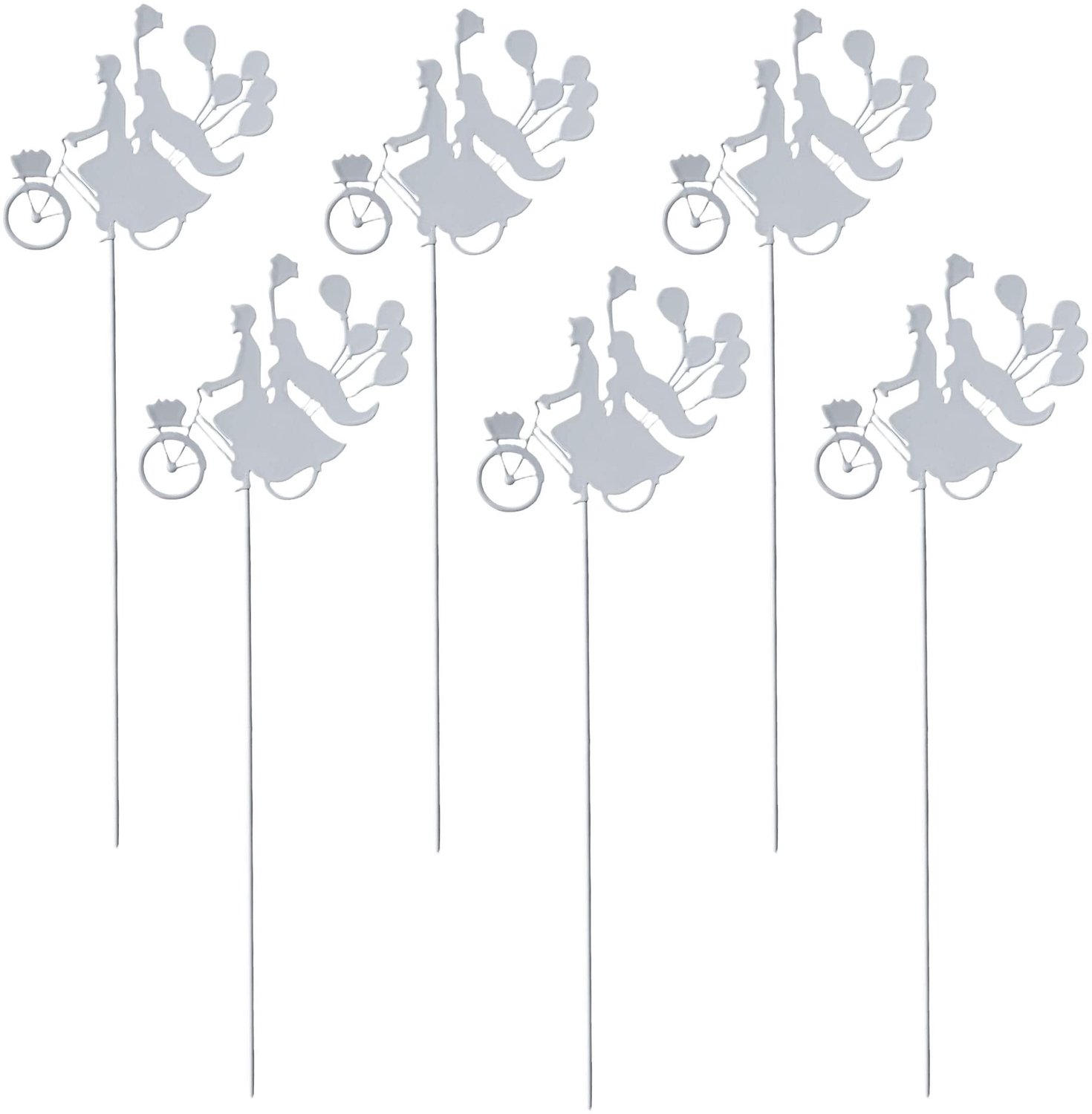 Tuinsteker Bloem - 6 Stuks - Bruiloftdecoratie - Plantensteker - Metalen Tuinsteker - 32 cm Hoog - Romantische Flair - Bloemdecoratie