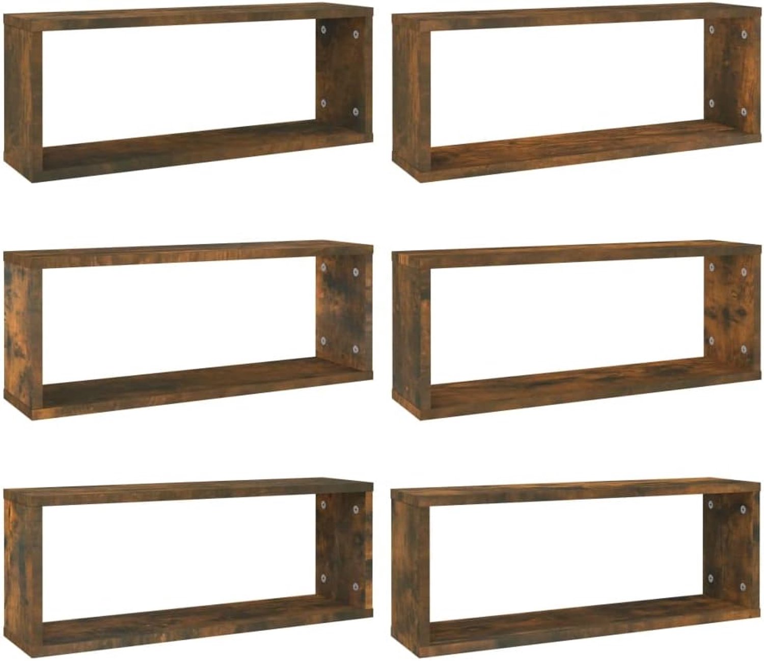 Wandplanken, 6 stuks, rokerig eikenhout, 60 x 15 x 23 cm