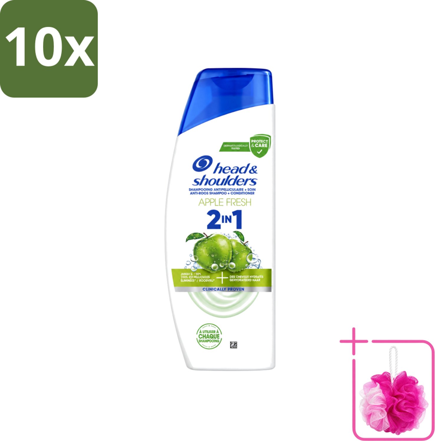 10 x Head & Shoulders – 2-in-1 – Apple Fresh – 300 ml - Bulkverpakking - Anti-roos shampoo - Douchemop - 2-in-1 shampoo