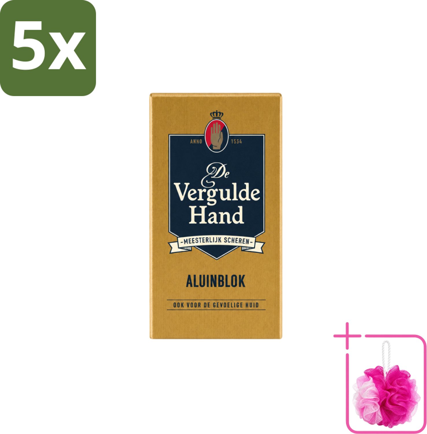 5 x Vergulde Hand - Aluinblok - 75gr - Bulkverpakking - Aluminiumblok - Douchemop - Scheerwondje