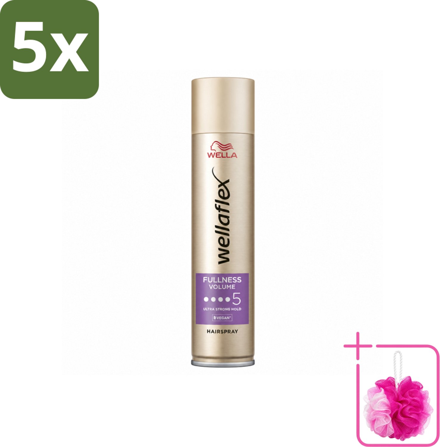 5 x Wella – Flex Fullness Volume Ultra Strong – Haarspray – 250 ml - Bulkverpakking - Haarspray - Douchemop - Volume