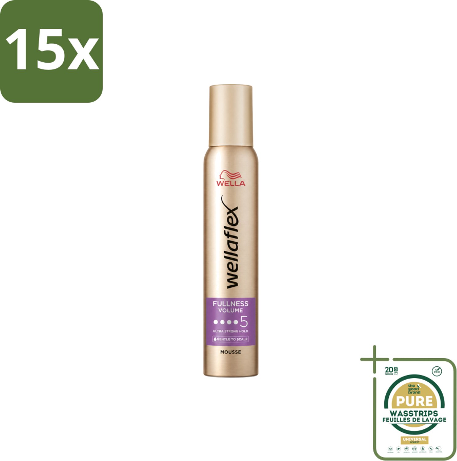 15 x Wella – Flex Fullness Volume Ultra Strong – Haarmousse – 200 ml - Wasstrips - Haarmousse - Volume - Haarvolume - Haarverdikking - Haarverzorging