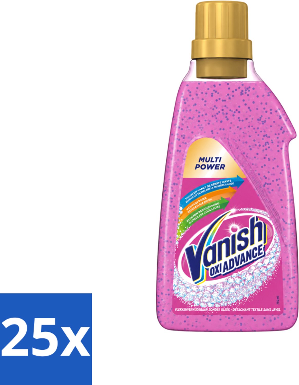 25 x Vanish Oxi Advance - Vlekkenverwijderaar Gel - Zonder Bleek - Gekleurde Was - 750 ml - Voordeelverpakking - 25 stuks