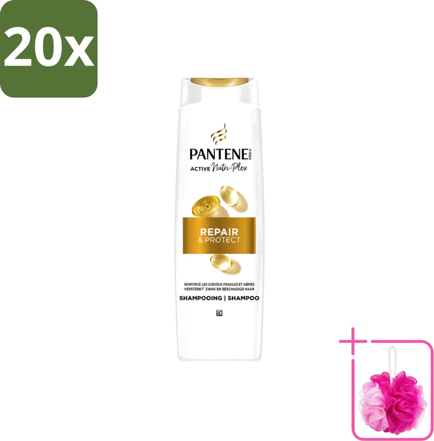 20 x Pantene – Shampoo – Repair & Protect – 250 ml - Bulkverpakking - Haarschoonmaken - Douchemop - Haarversterken