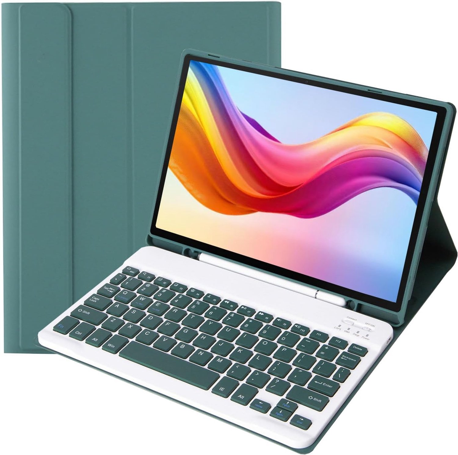 Hoesje met toetsenbord voor Samsung Galaxy Tab A11+/A9 Plus 11 inch, magnetische afneembare QWERTY voor Tab A9+, groen