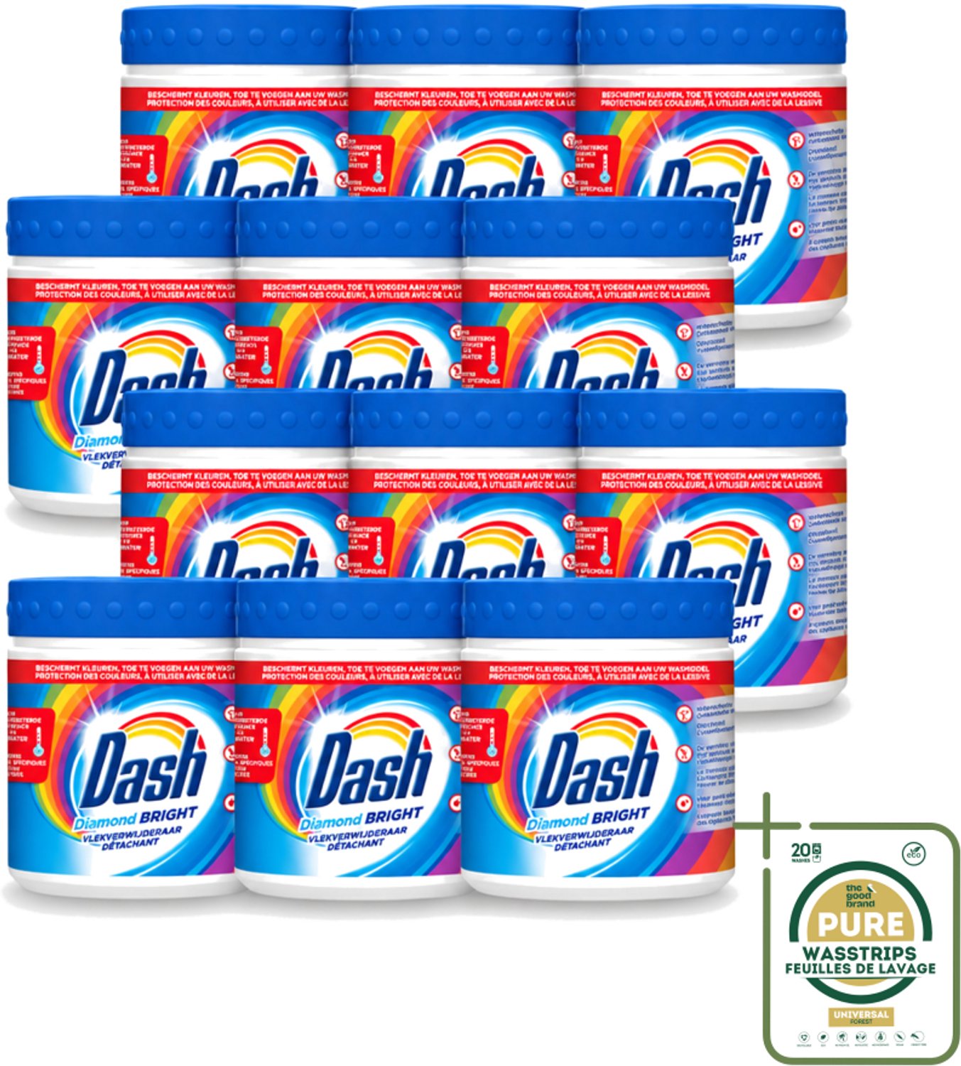 12 x Dash – Vlekverwijderaar – Diamond Bright Kleur – 500 g - Wasstrips - Vlekverwijderaar - Kleur - Wasmiddel - Vlekken Op Kleding - Poeder