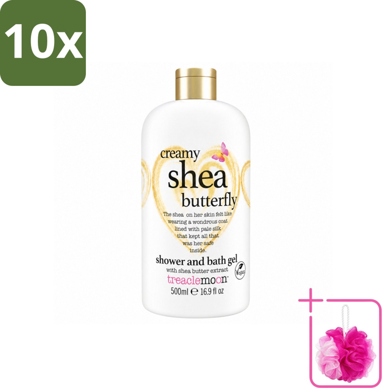 10 x Treaclemoon – Bad- & Douchegel – Creamy Shea Butterfly – 500 ml - Bulkverpakking - Bad en douchegel - Douchemop - Shea