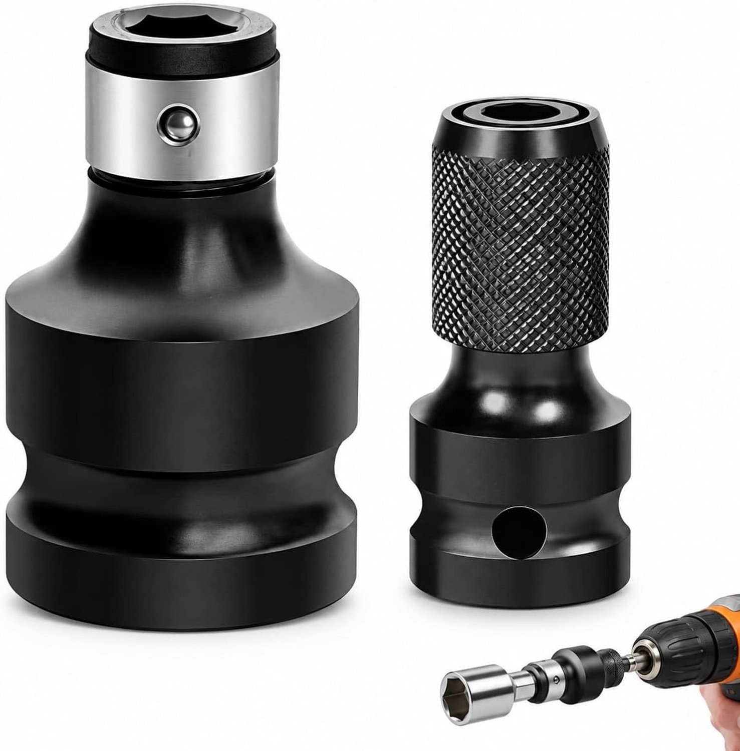 2-delige set slagmoersleutel-adapters – robuuste bitadapters voor slagmoersleutel en schroevendraaierbithouder – ideaal voor krachtig en nauwkeurig bevestigen