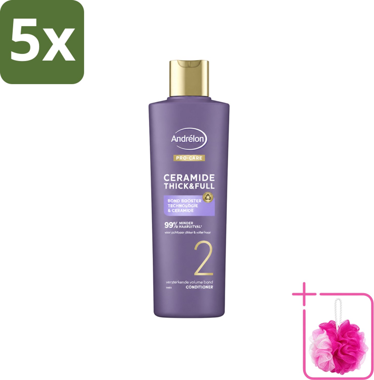 5 x Andrélon – Conditioner – Pro Care Ceramide Thick & Full – 250 ml - Bulkverpakking - Dikker haar - Douchemop - Voller haar