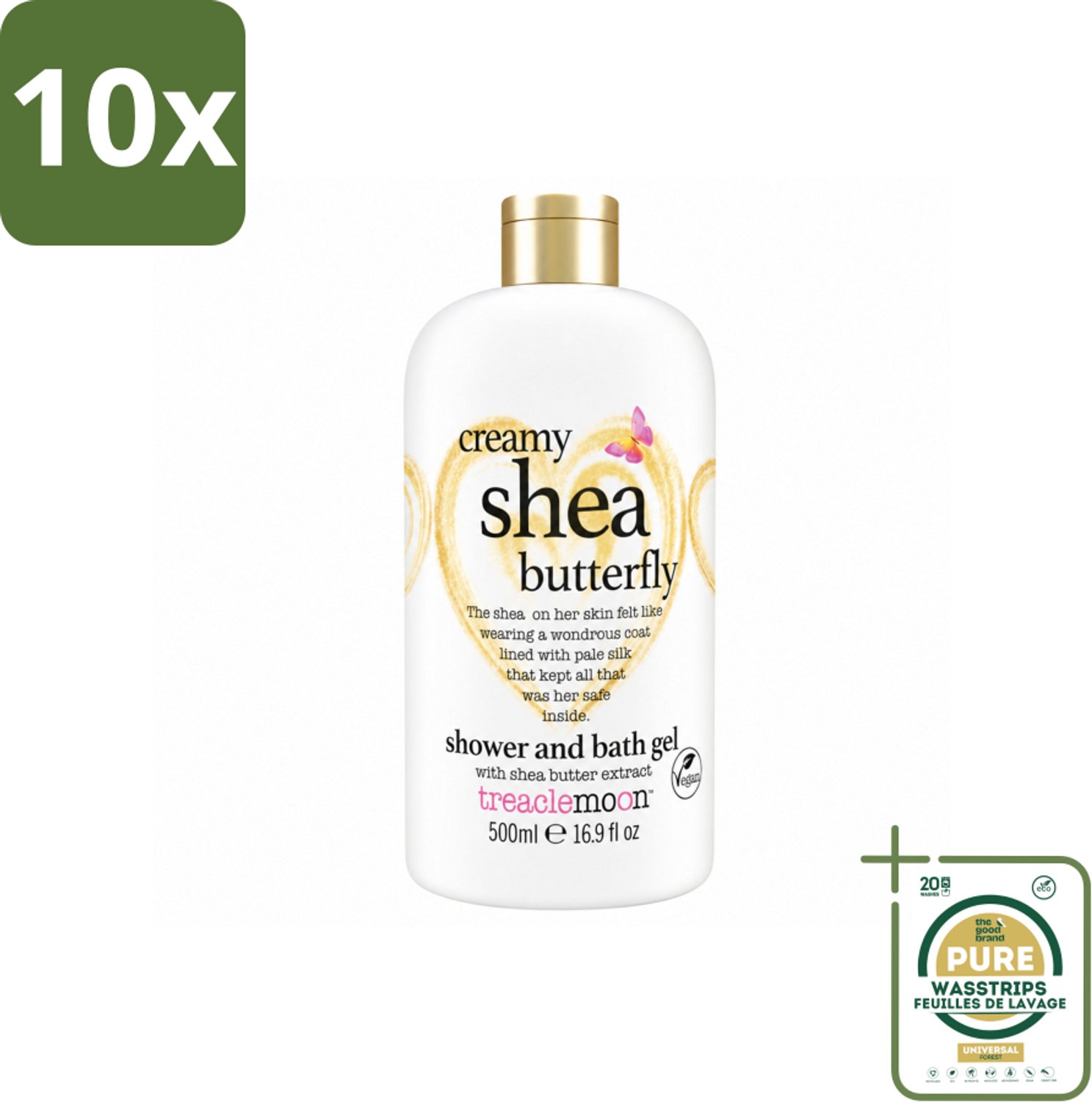 10 x Treaclemoon – Bad- & Douchegel – Creamy Shea Butterfly – 500 ml - Wasstrips - Bad En Douchegel - Shea Butterfly - Creamy Shea - Bad En Douche - Hydraterende Douchegel