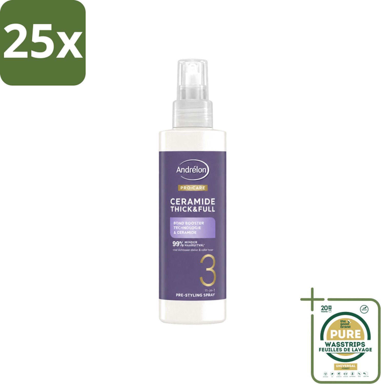 25 x Andrélon – Leave-In Spray – Pro Care Ceramide Thick & Full – 200 ml - Wasstrips - Haarspray - Haarverzorging - Haarversterken - Haarbescherming - Haarverdikken