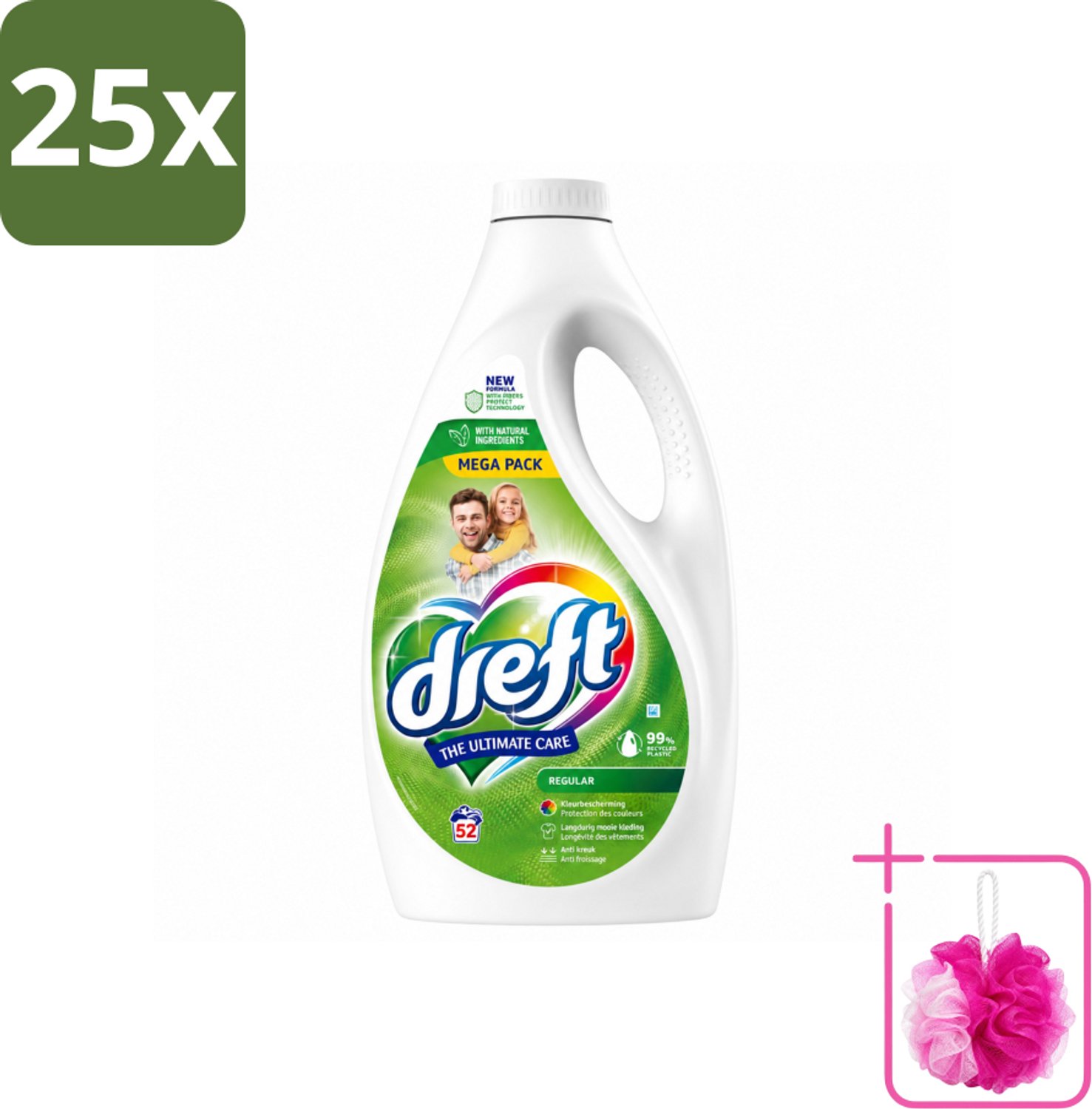 25 x Dreft – Regular – Vloeibaar Wasmiddel – 2,34 liter – 52 wasbeurten - Bulkverpakking - Wasmiddel - Douchemop - Geconcentreerd wasmiddel