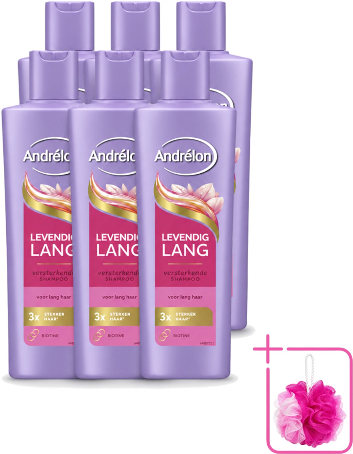 6 x Andrélon – Shampoo – Levendig Lang – 250 ml - Bulkverpakking - Lang haar verzorging - Douchemop - Haar versterken