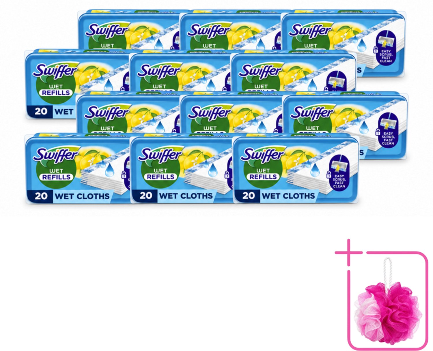 12 x Swiffer - Vloerdoekjes – Citrus Fresh – 20 doekjes - Bulkverpakking - Vloerdoekjes navullingen - Douchemop - Schoonmaken