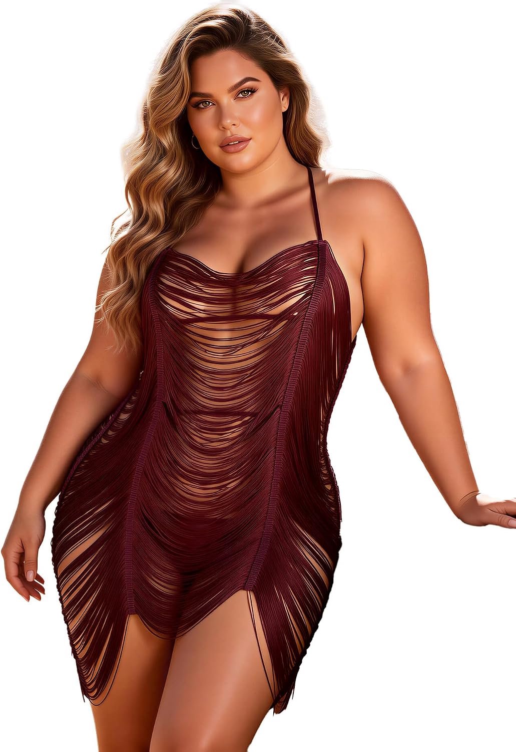 Nachthemd voor dames, sexy mini-jurk met franjes, babydoll