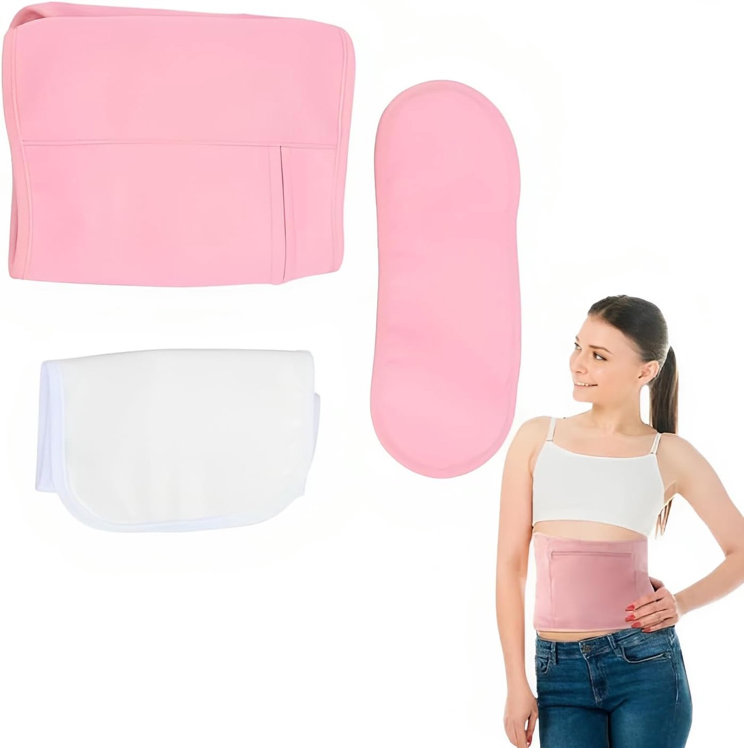 Pakket Kit, Ricinusolie Pakket Herbruikbaar Wasbaar Verlicht Pijn Verstelbare Ricinusolie Compressie Pakket Omslag voor Taille Nek Roze