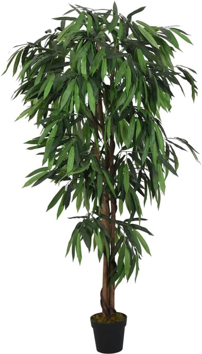 Kunstmangoboom, 120 cm, voor woonkamer en kantoor, kunstplant met 450 bladeren, groen