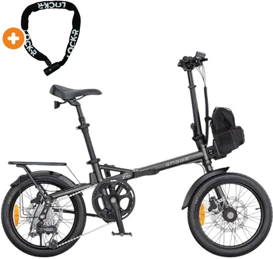 ENGWE Zip - Elektrische Vouwfiets - 16 inch - 250W motor - Actieradius tot 120 km - 7 versnellingen - Hydraulische schijfremmen - 360Wh accu - Grijs — afbeelding 2