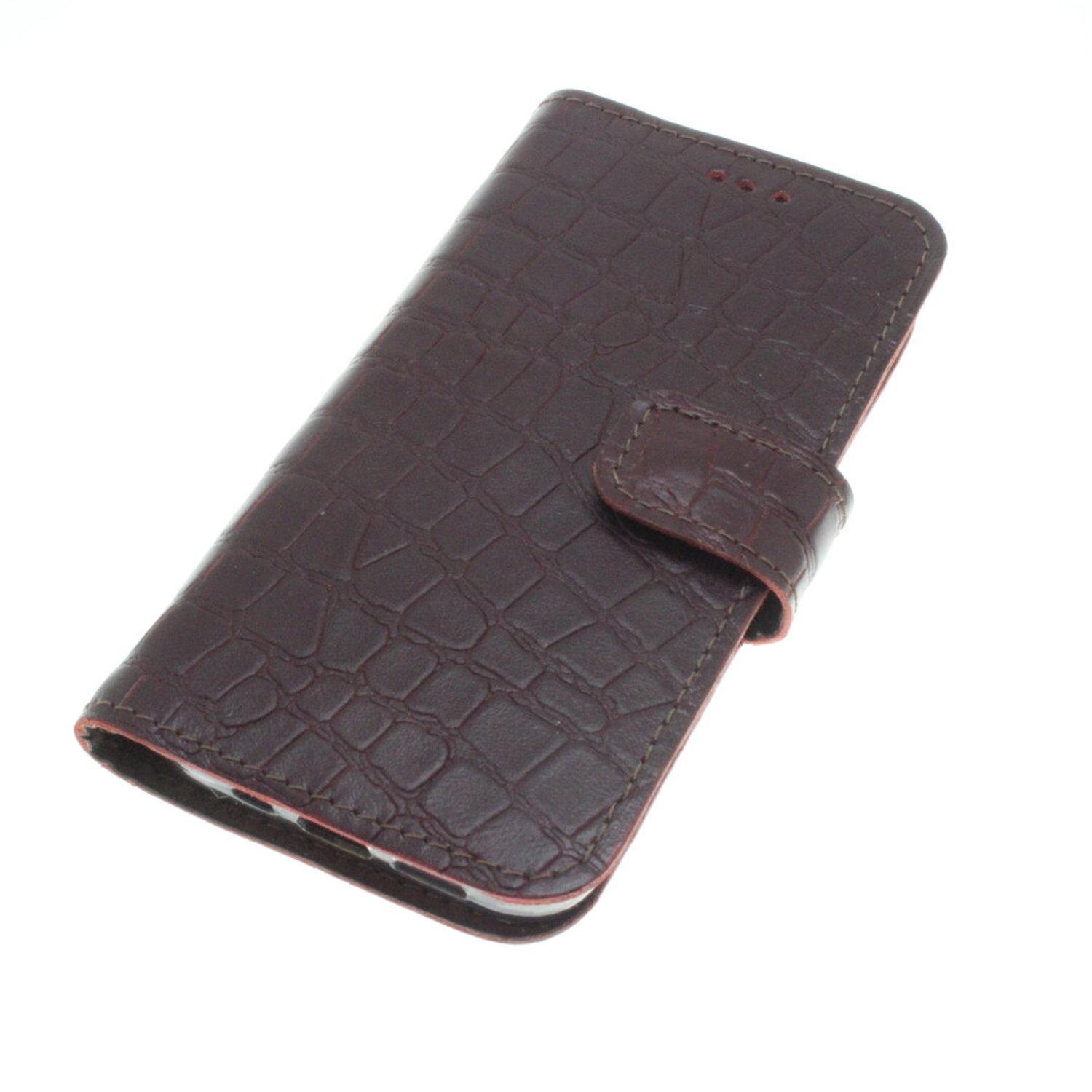 Samsung Galaxy S25 Edge bordeauxrood krokodillenprint kalfsleer hoesje Nr-79