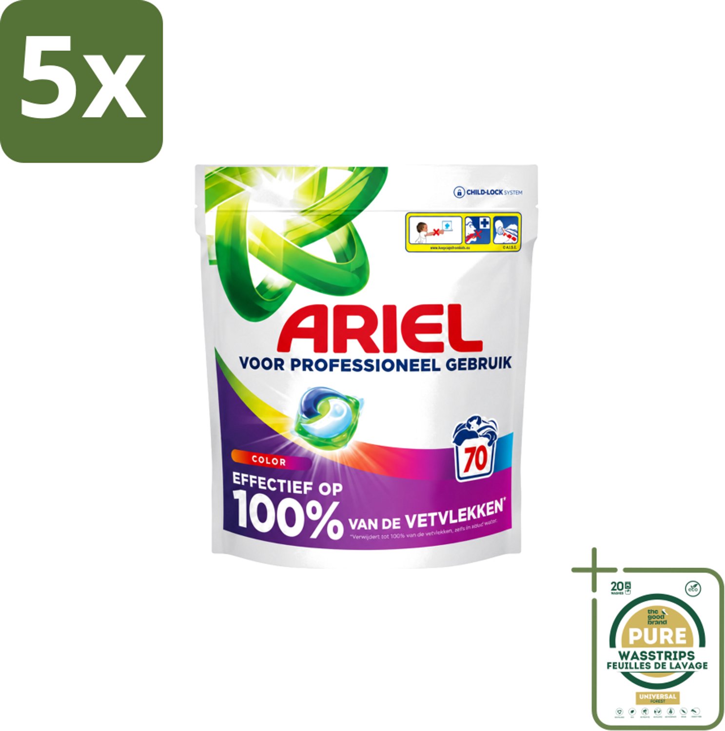5 x Ariel – Wasmiddel Pods – All-in-1 Color – Kleurbehoud – 70 wasbeurten - Wasstrips - Kleurbehoud - Wasmiddel Pods - Gekleurd Was - Vlekverwijdering - Wasmiddel Voor Gekleurd Kleding