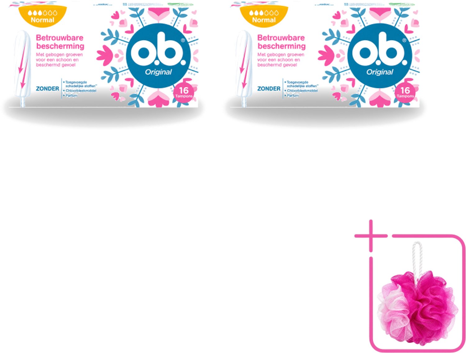 2 x o.b. Tampons - Original Normal - Voor Comfort en Betrouwbare Bescherming - 16 Tampons - Bulkverpakking - Tampons - Douchemop - Menstruatiebescherming