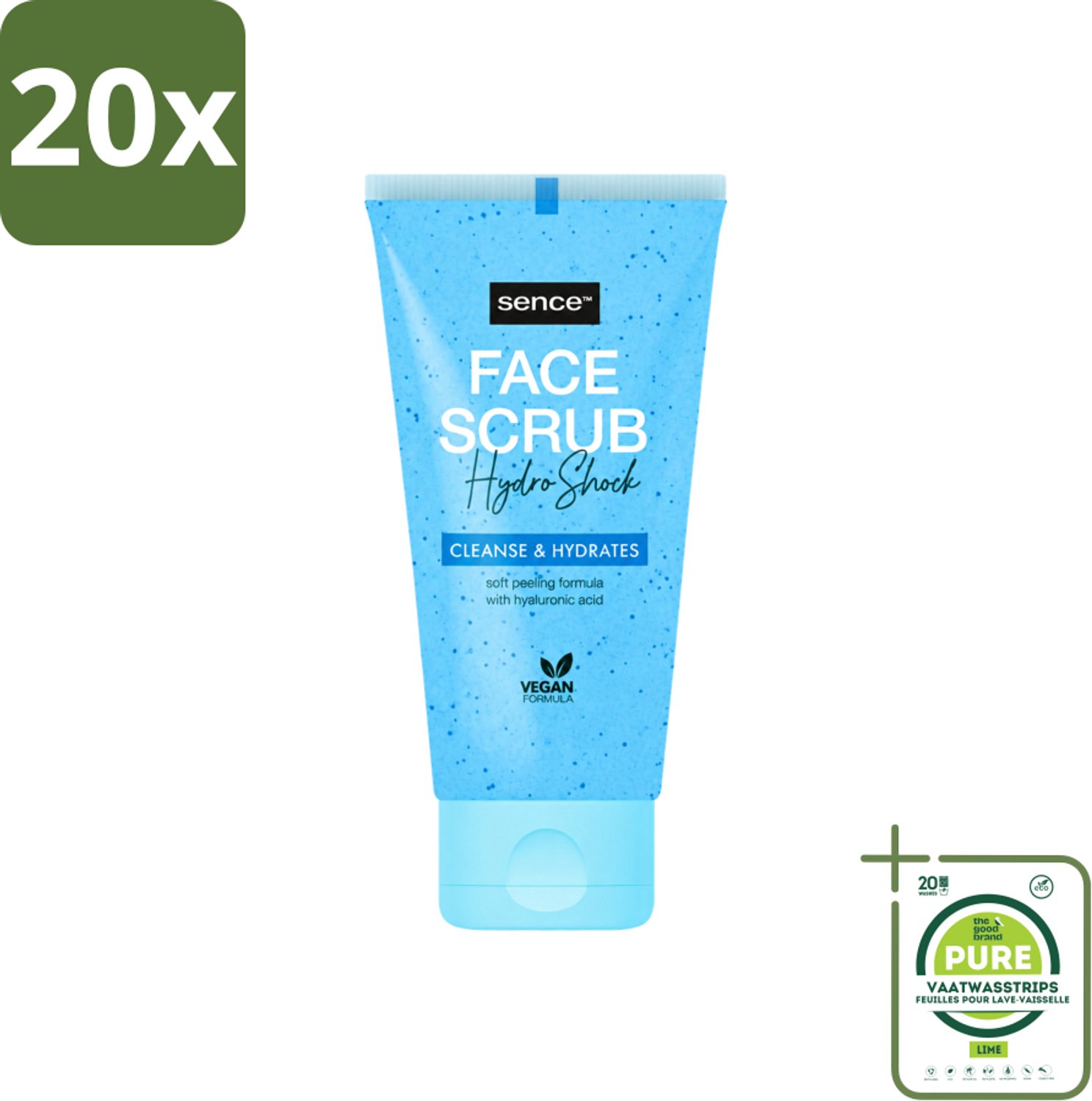 20 x Sence - Alle Huidtypes - Gezichtsscrub - Exfoliërend - 150 ml - Grootverpakking - Vaatwasstrips - Gezichtsscrub - Exfoliëren - Huidverzorging - Huidscrub - Huidverzorging Voor Alle Huidtypes