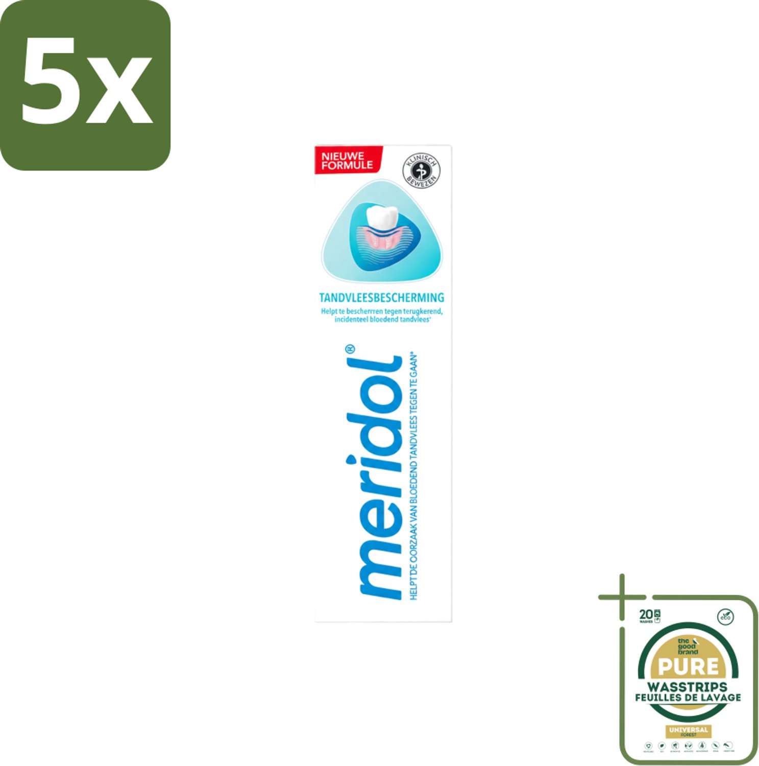 5 x Meridol - Tandpasta - Dagelijkse Tandverzorging - Beschermt tegen Tandvleesproblemen - 75 ml - Wasstrips - Tandpasta - Tandvleesbescherming - Geïrriteerd Tandvlees - Antibacteriële Tandpasta - Gezond Tandvlees