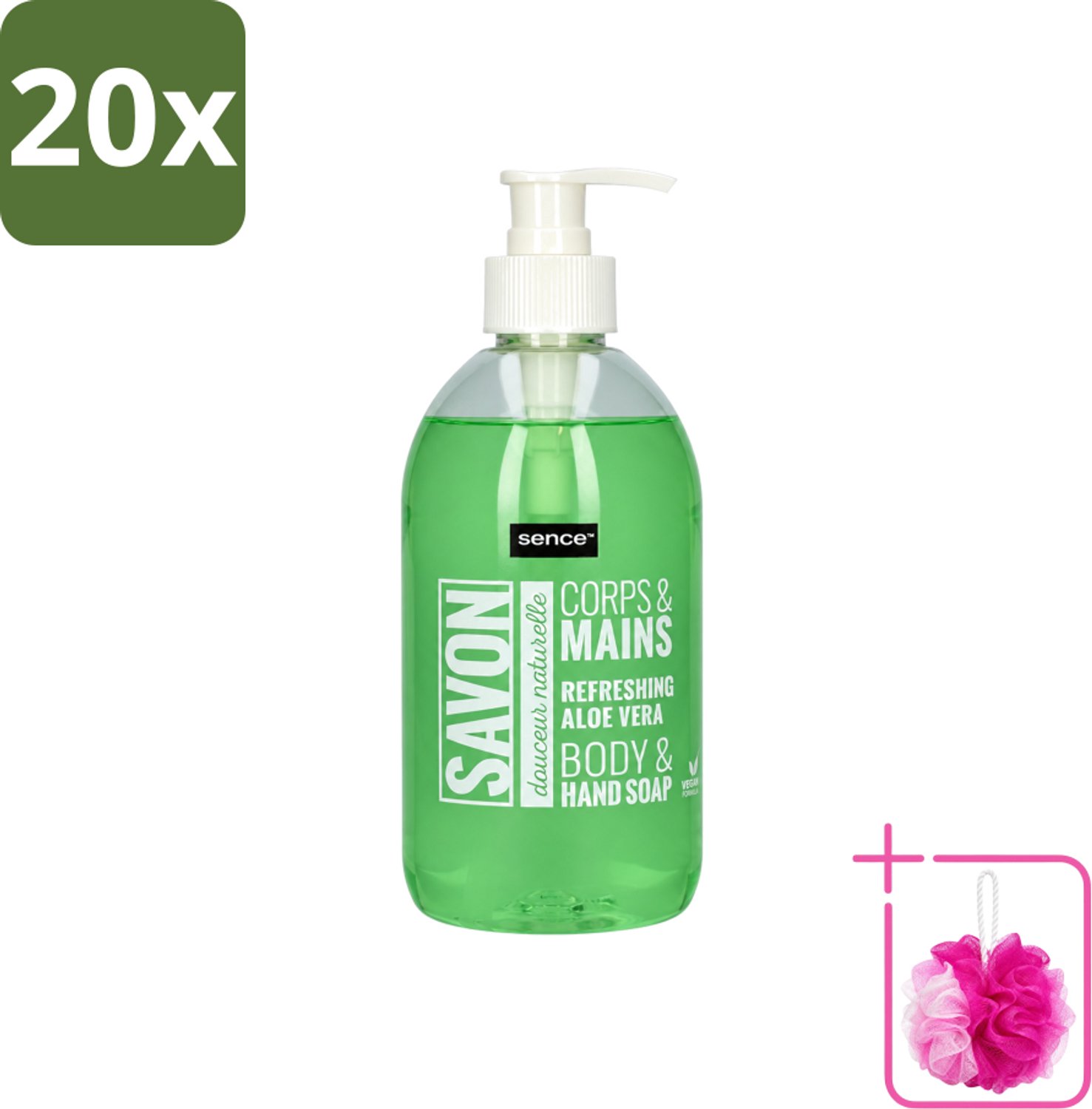 20 x Sence - Refreshing Aloe Vera - Handzeep - Savon - 500 ml - Bulkverpakking - Aloe Vera Handzeep - Douchemop - Handverzorging