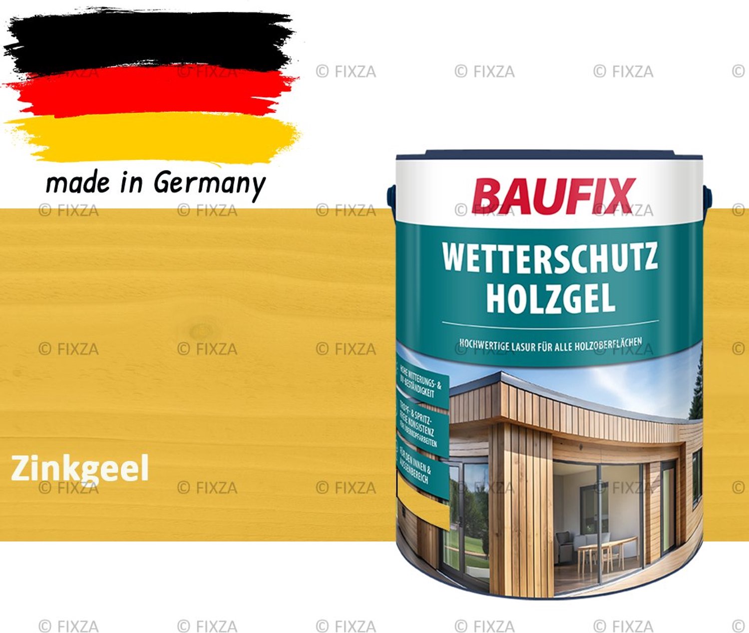 BAUFIX Buitenbeits – Zinkgeel – Zijdeglans – 5 Liter – Voor Schutting, Tuinhuis & Blokhut – UV- & Weerbestendig