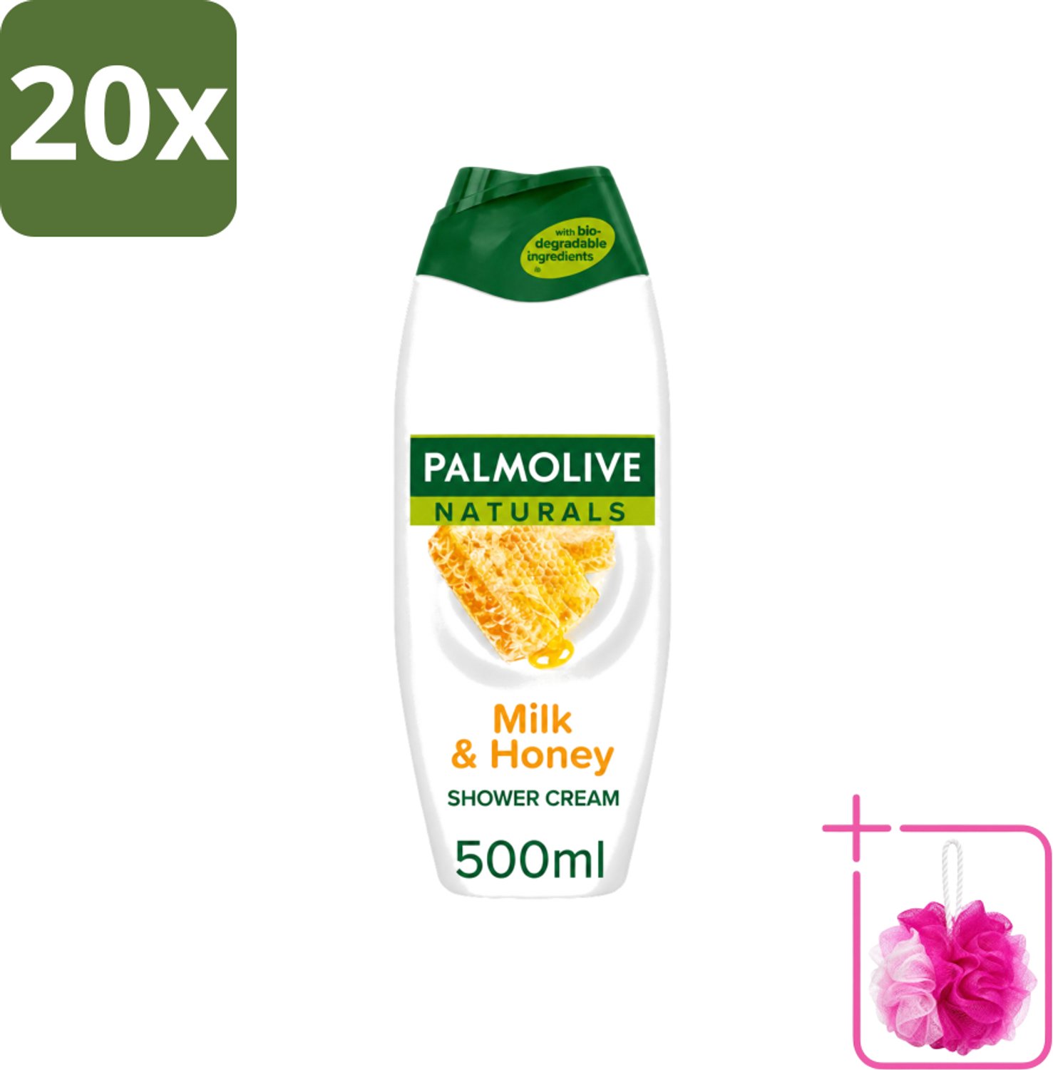 20 x Palmolive Naturals - Douchecrème - Melk & Honing - 500 ml - Bulkverpakking - Douchegel melk honing - Douchemop - Natuurlijke douchegel