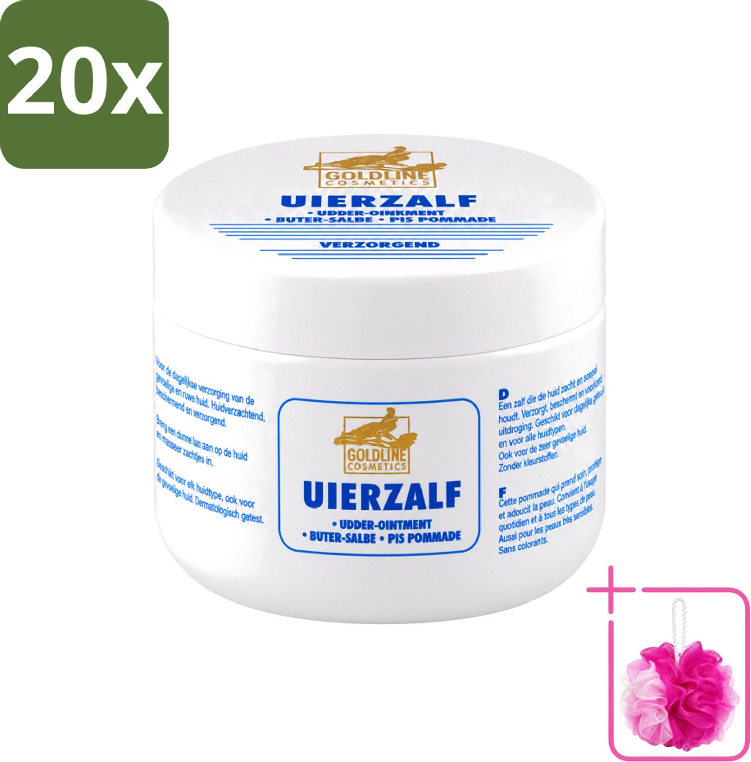 20 x Goldline - Uierzalf - Bodycrème - Beschermend - 250 ml - Bulkverpakking - Uierzalf - Douchemop - Huidbescherming