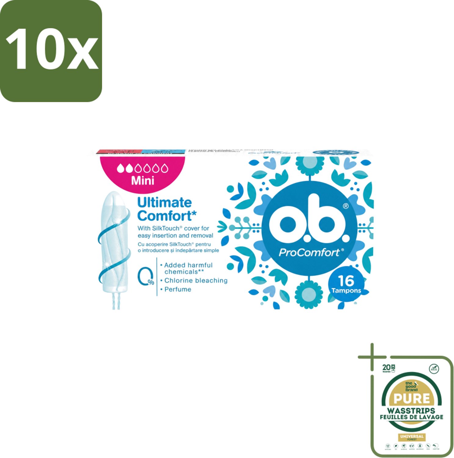 10 x OB – Tampons – ProComfort Mini – Comfort Fit - Wasstrips - Tampons - Menstruatie - Comfort - Mini Tampons - SilkTouch