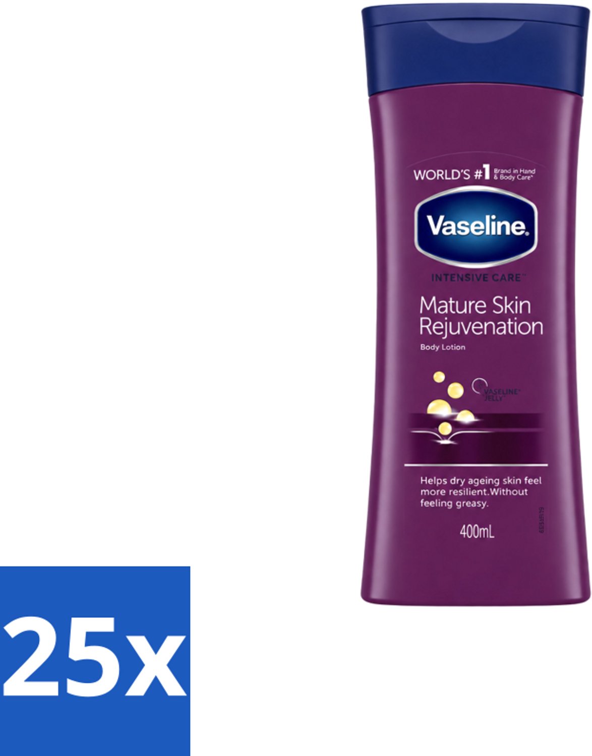 25 x Vaseline – Body Lotion – Intensive Care Mature Skin – 400 ml - Voordeelverpakking - 25 stuks