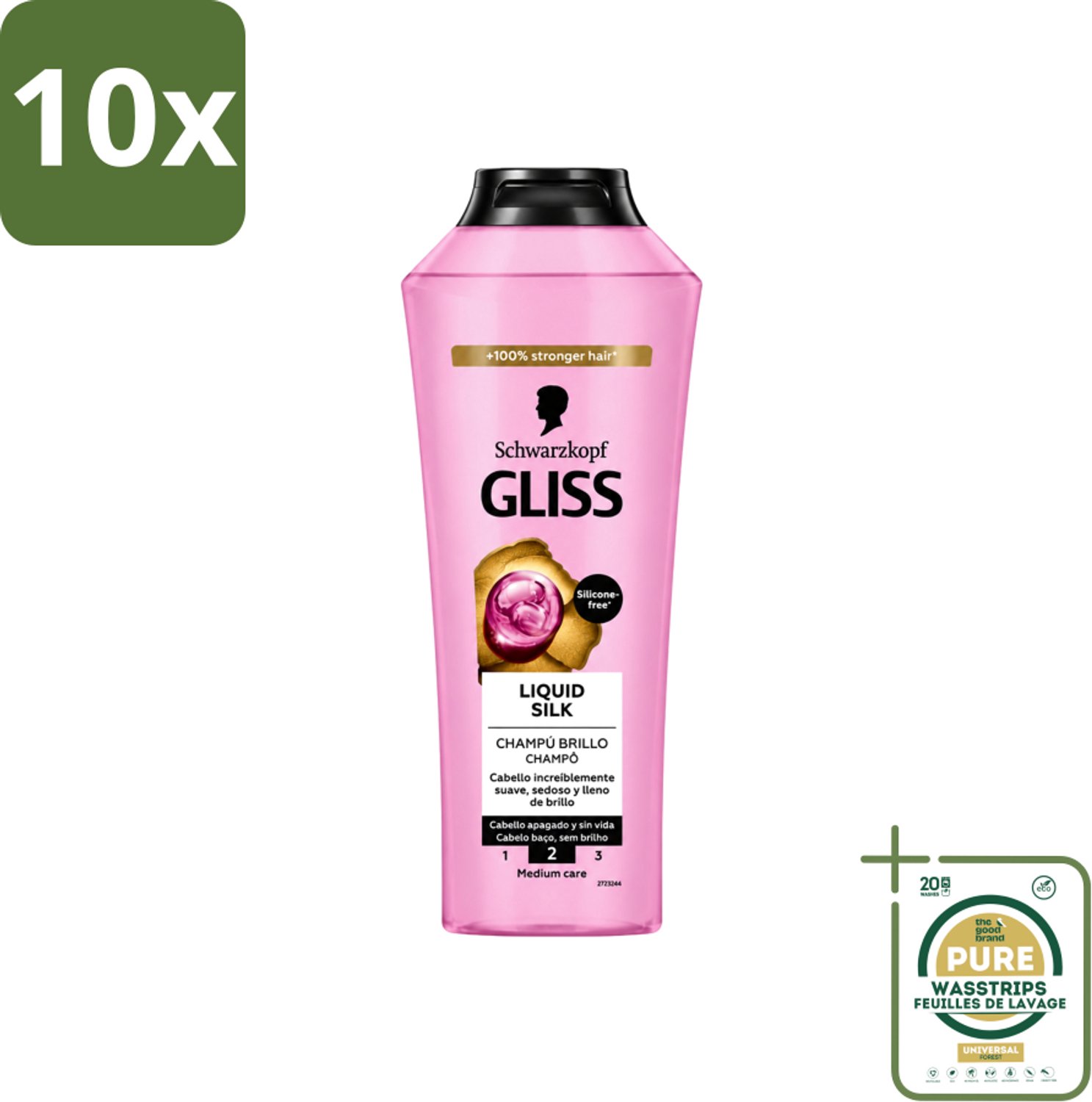 10 x Gliss-Kur - Shampoo - Liquid Silk - Zijdezachte Haarverzorging - 400 ml - Wasstrips - Zijdezachte Haarverzorging - Haar Glans - Haarvoeding - Haarstructuur - Haarversterking