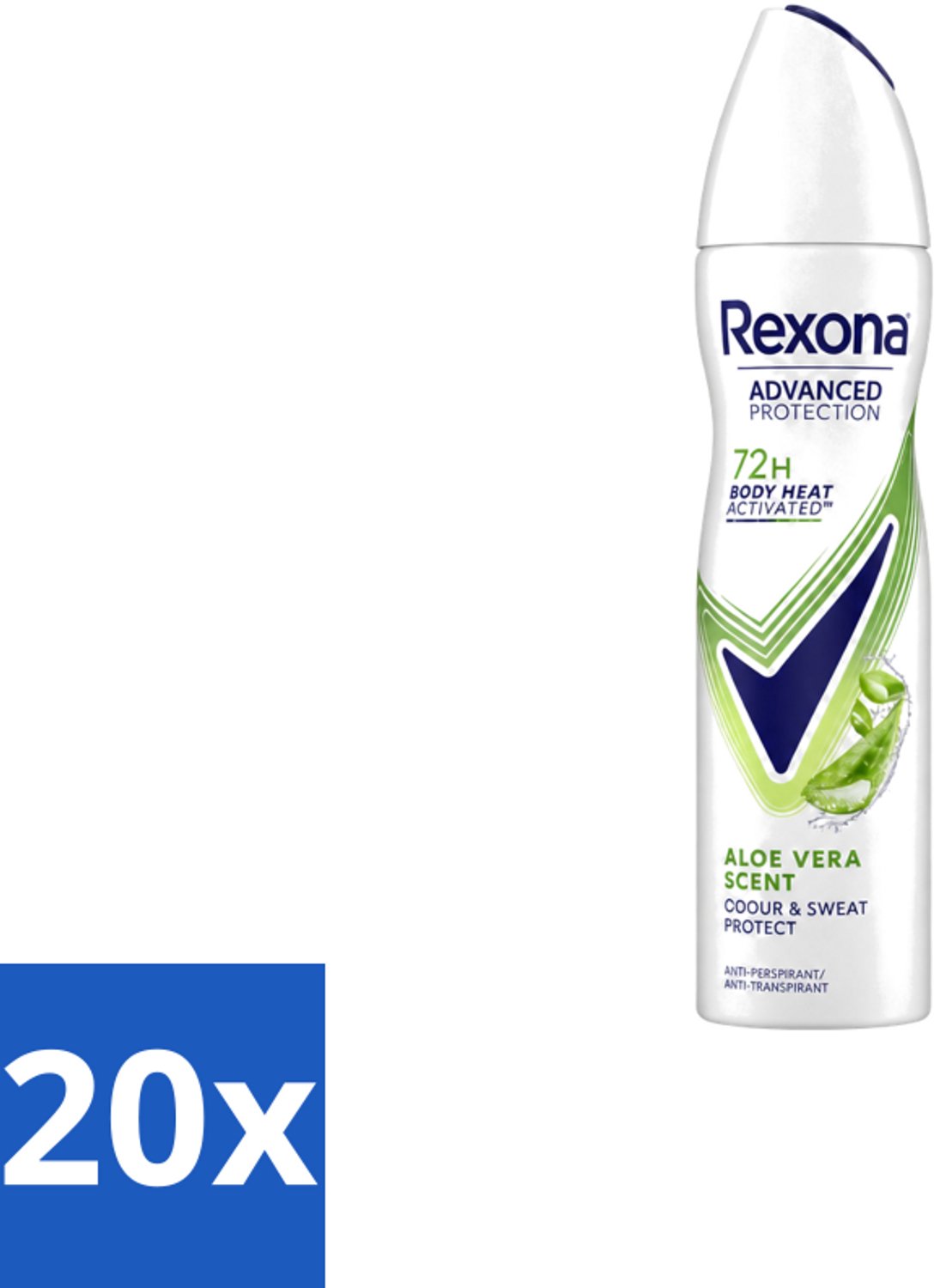 20 x Rexona - Deodorant - Spray - Aloe Vera Scent - 150ml - Voordeelverpakking - 20 stuks