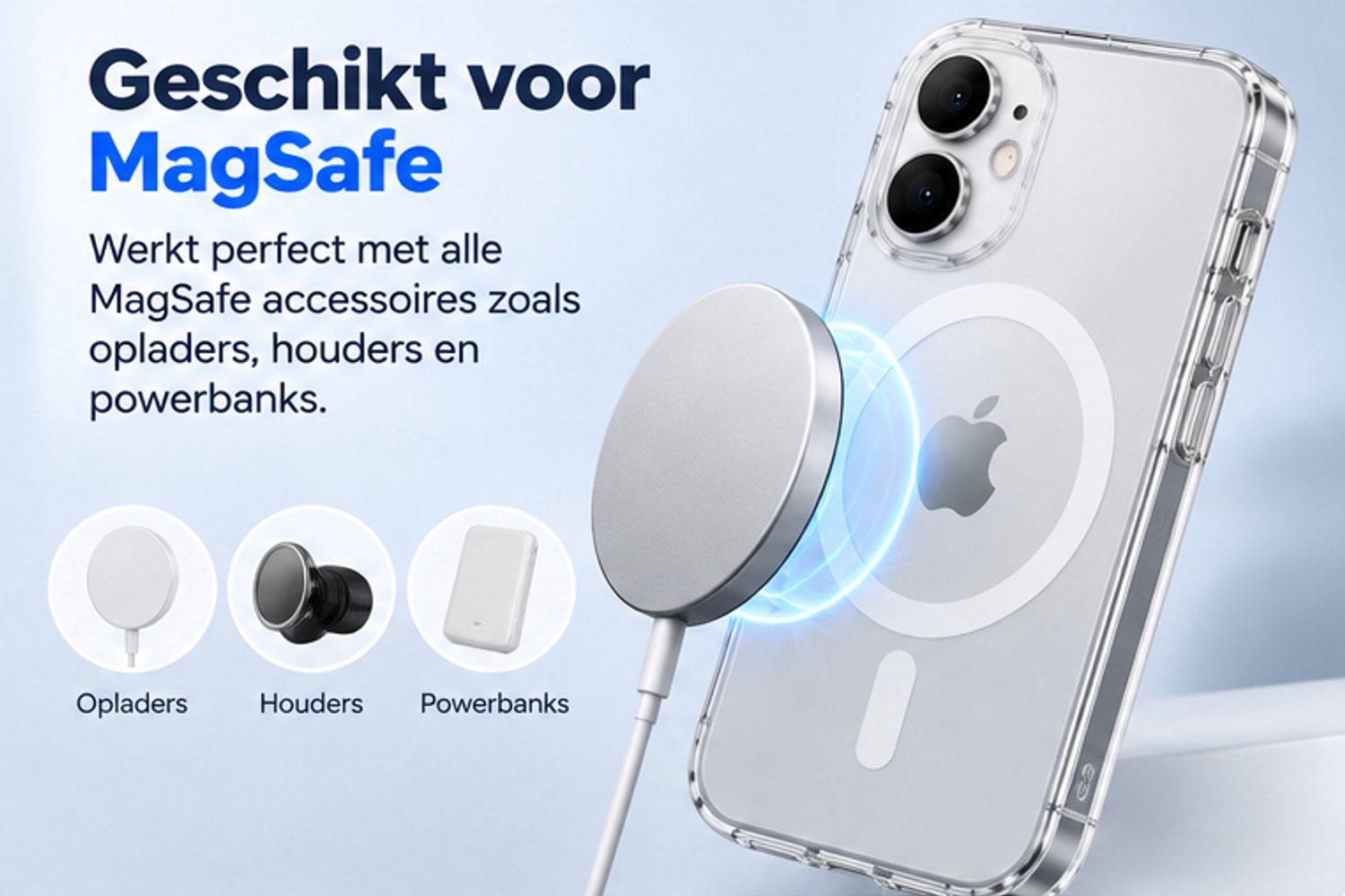 Hoesje - Geschikt voor iPhone 16 - Transparant - Geschikt voor MagSafe - Slank - Shock proof hoes