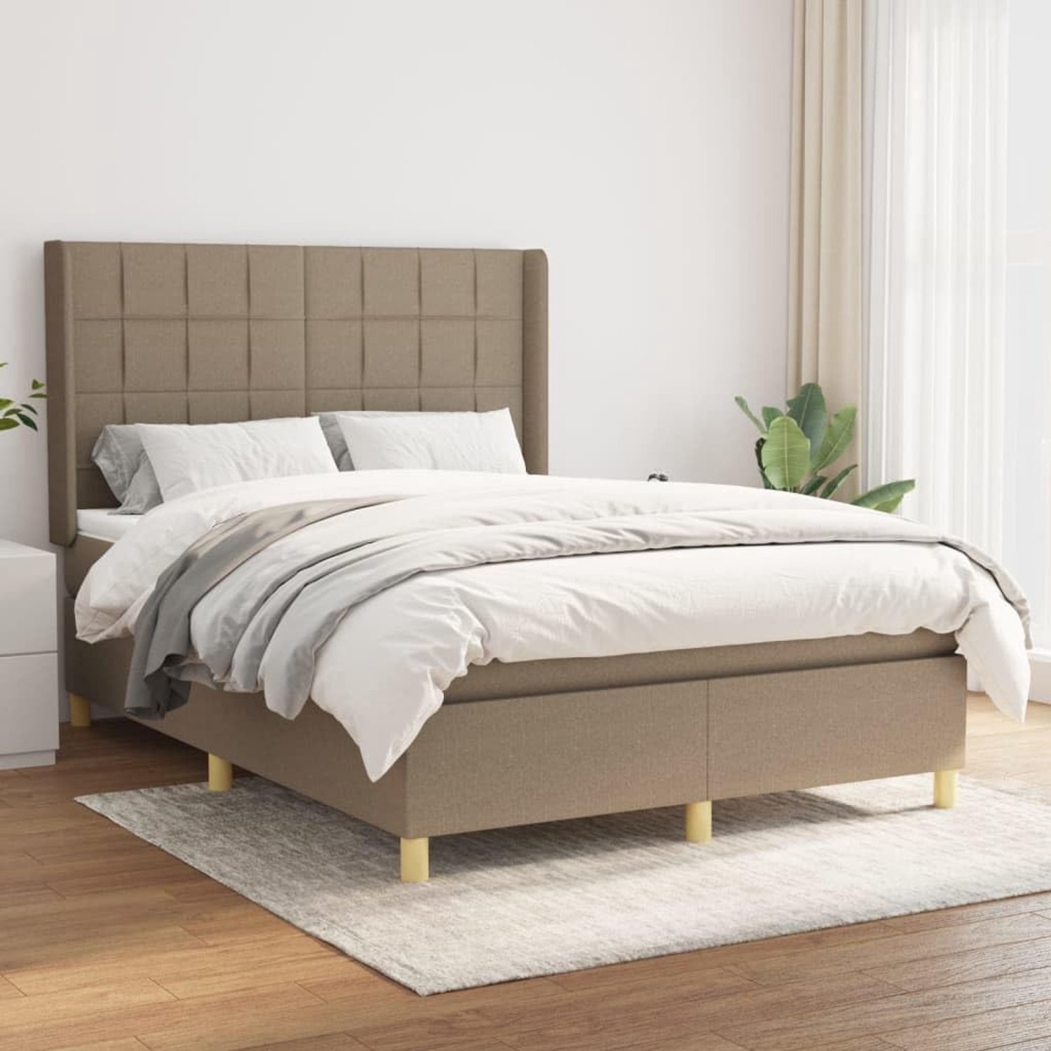 Stof Verstelbaar hoofdbord Boxspring 140x200 cm Taupe