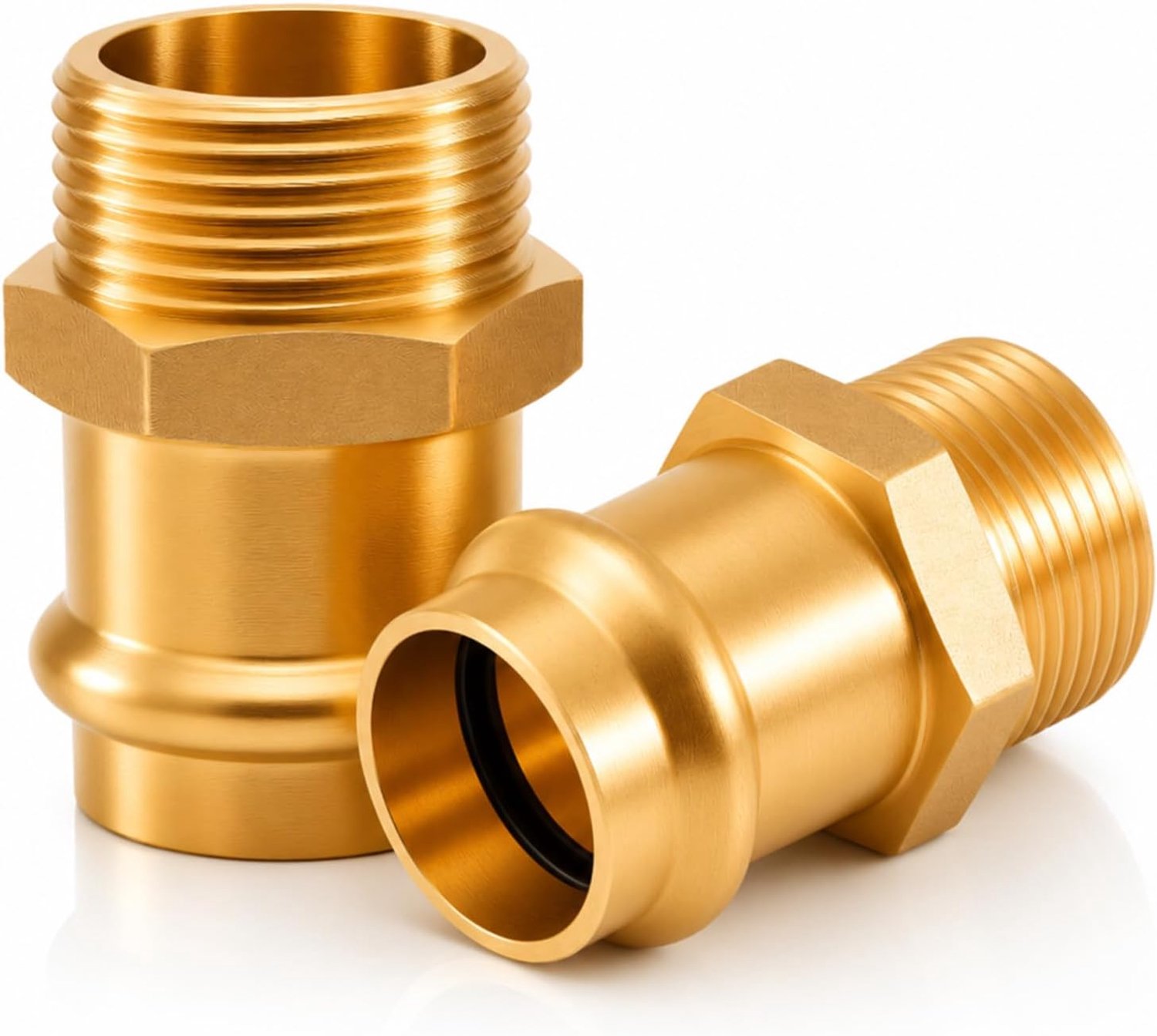 2 stuks koperen overgangspersfitting, 22 mm x 3/4 inch AG met V-profiel
