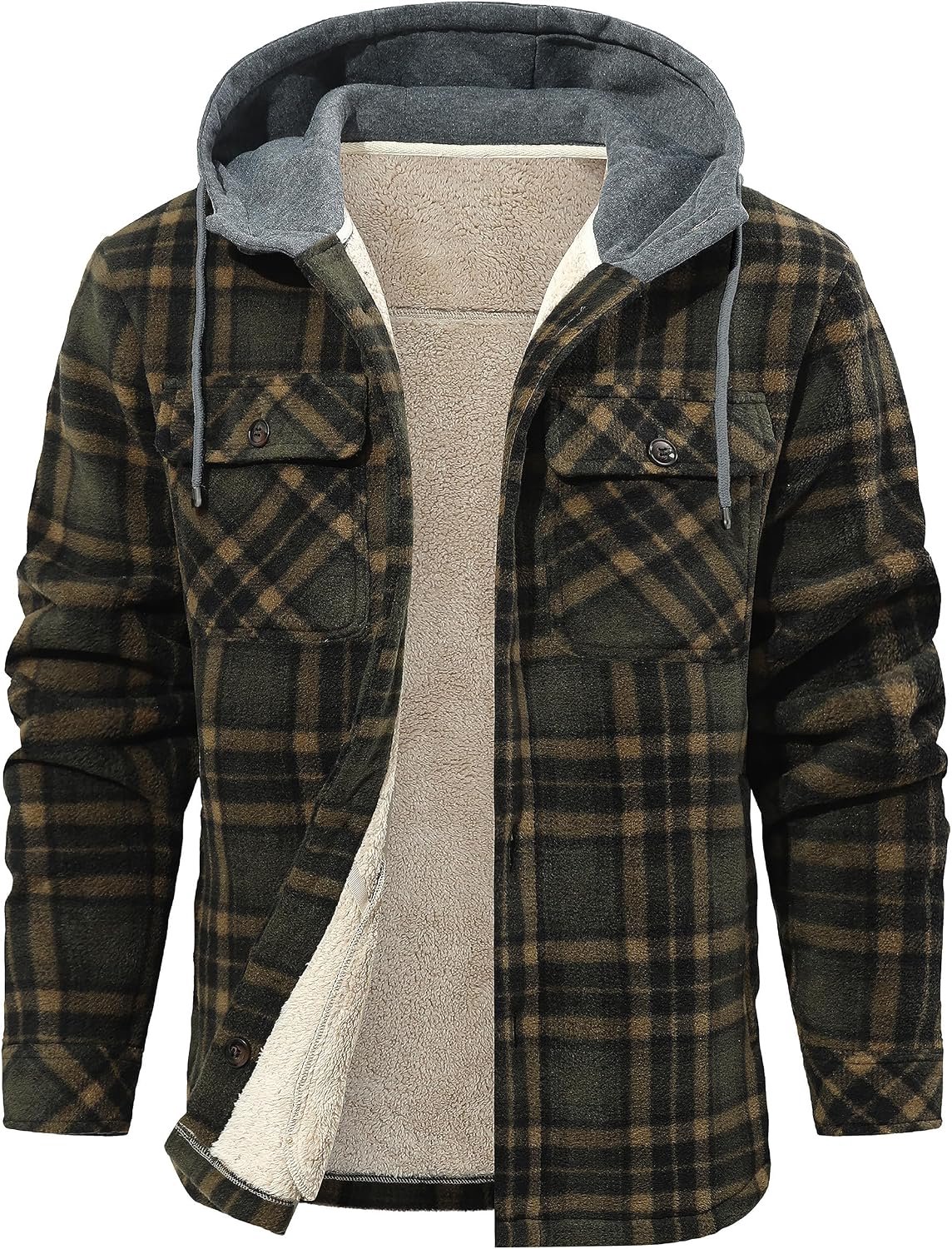 Winterjas geruit houthakkershemd fleece gevoerd jack