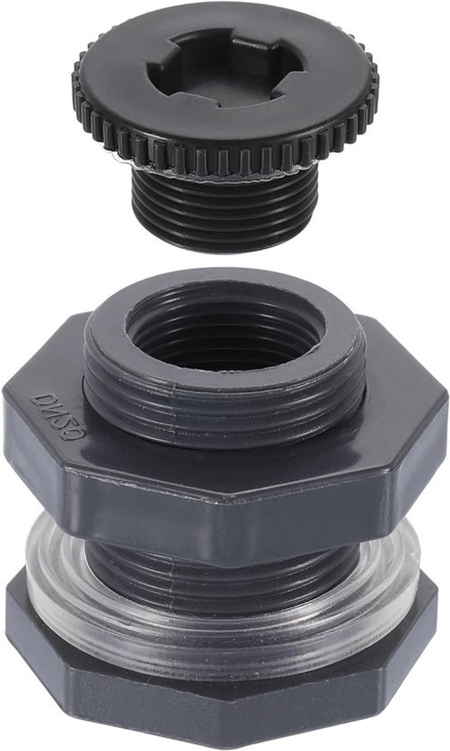 Wanddoorvoer met stekker - Aansluiting voor waterreservoir - Waterdoorvoer realiseren - Lekvrije montage - 3/4 inch NPT - Grijs