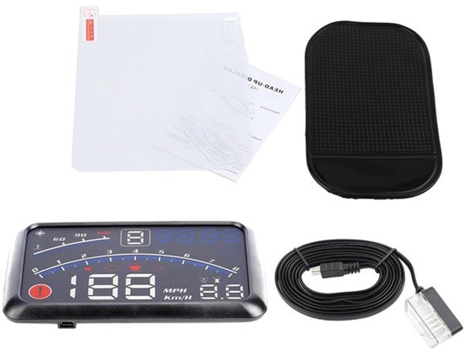 HUD GPS-snelheidsmeter 5,5 inch - Universeel F4-display - KMH/MPH, snelheidsalarm en projectiefolie - 12V voor auto’s en andere voertuigen