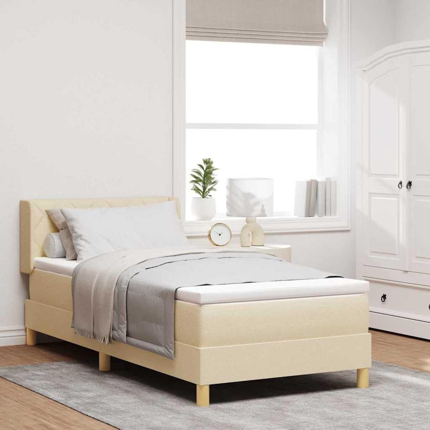 Boxspring Bedframe Grenen Crème 90x200cm