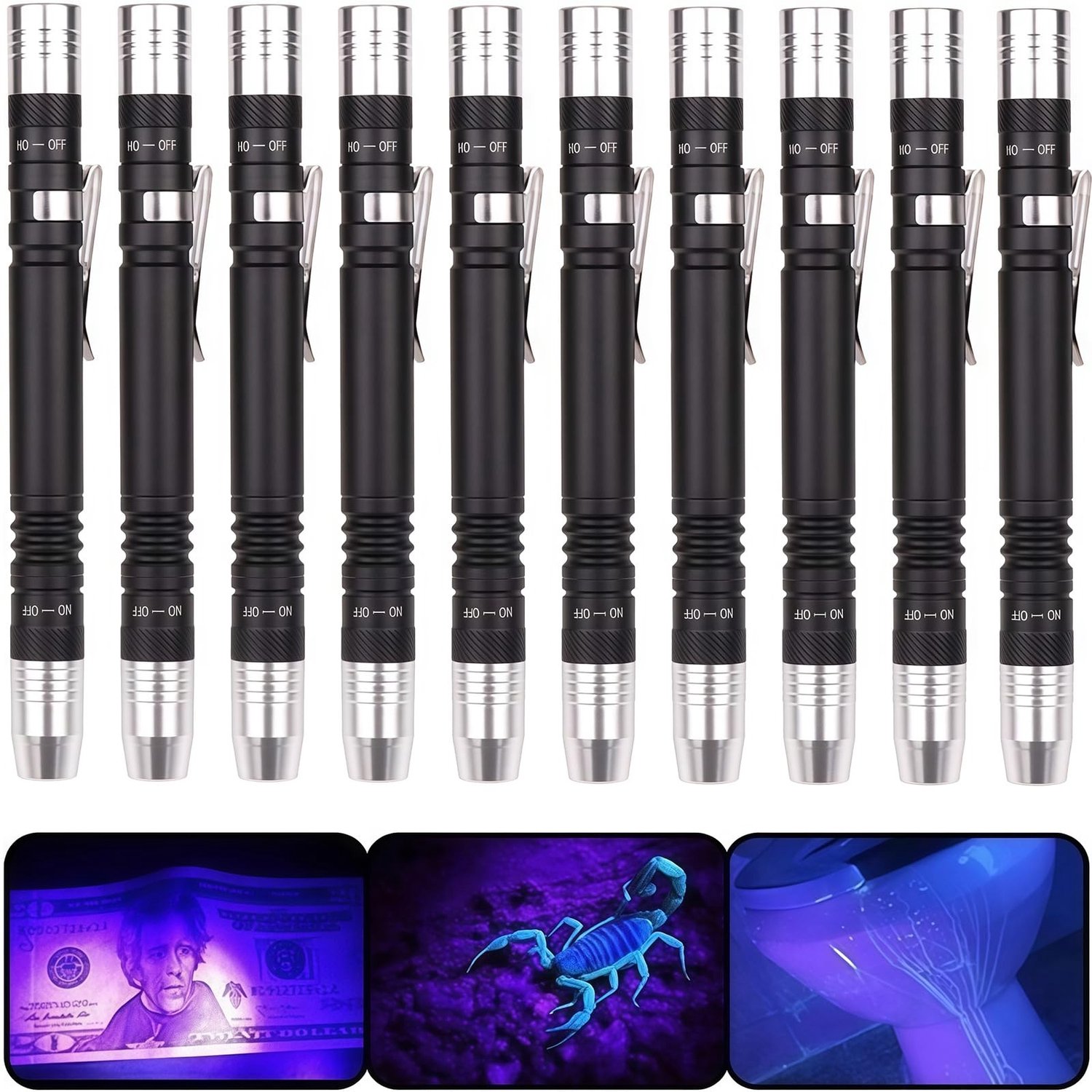 UV Zaklamp 2-in-1 met LED en UV Licht voor Urine Detectie en Valse Munten (10 Stuks)