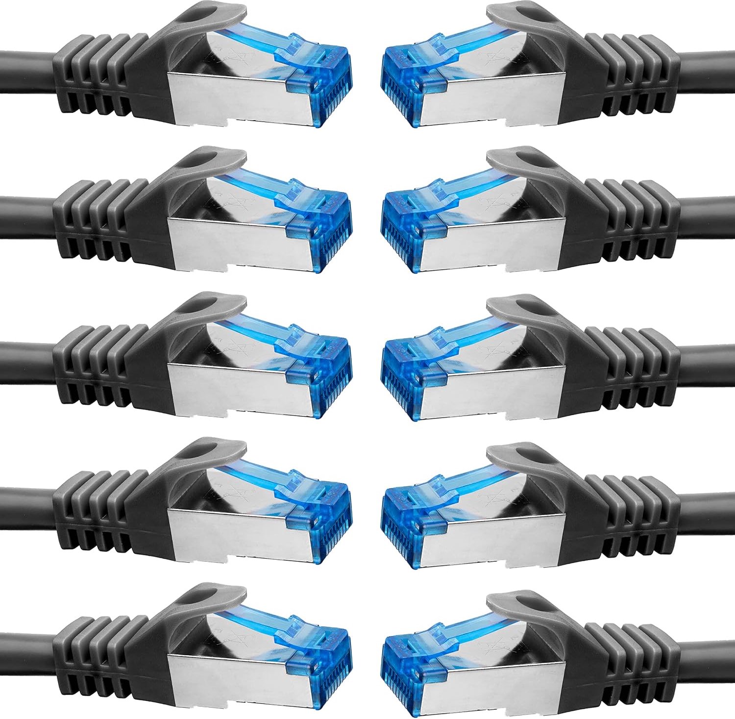 Cable CAT 7 Ethernetcabel SFTP Kabel 3m zwart - 10 stuks - Patchkabel RJ45 Connector LAN Internetkabel Netwerkkabel compatibel Playstation 5 PS5 PS4 Switch Xbox Router