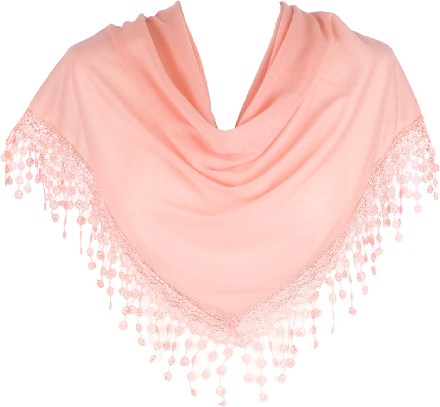 Sjaal met Kantfranjes, Dames, Light salmon pink